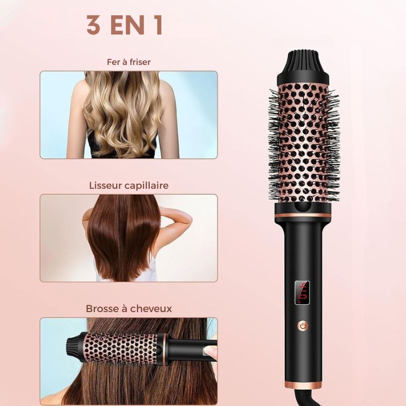 Brosse sèche cheveux chauffante 1,5'' céramique