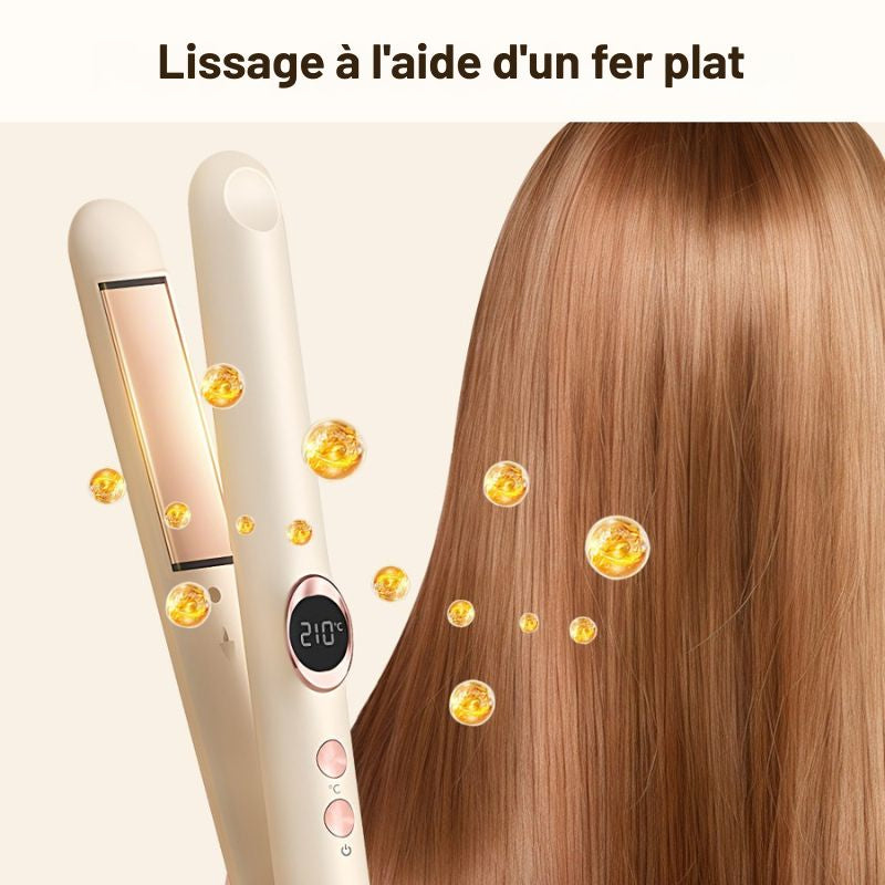 Lisseur boucleur 2-en-1 professionnel, Fer plat