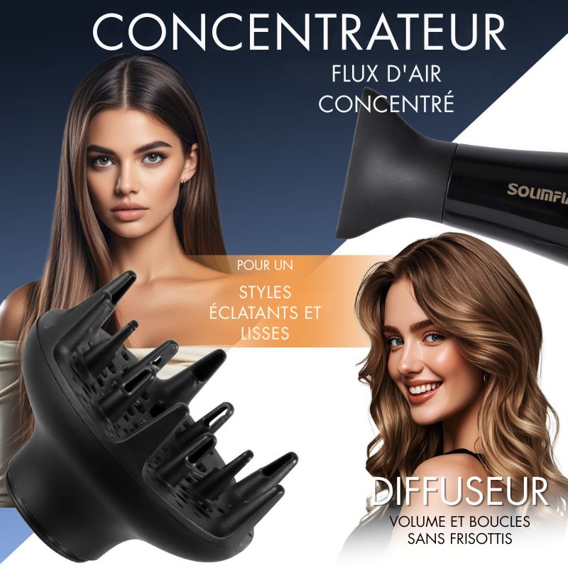 Sèche-cheveux professionnel 6 niveaux - séchage rapide