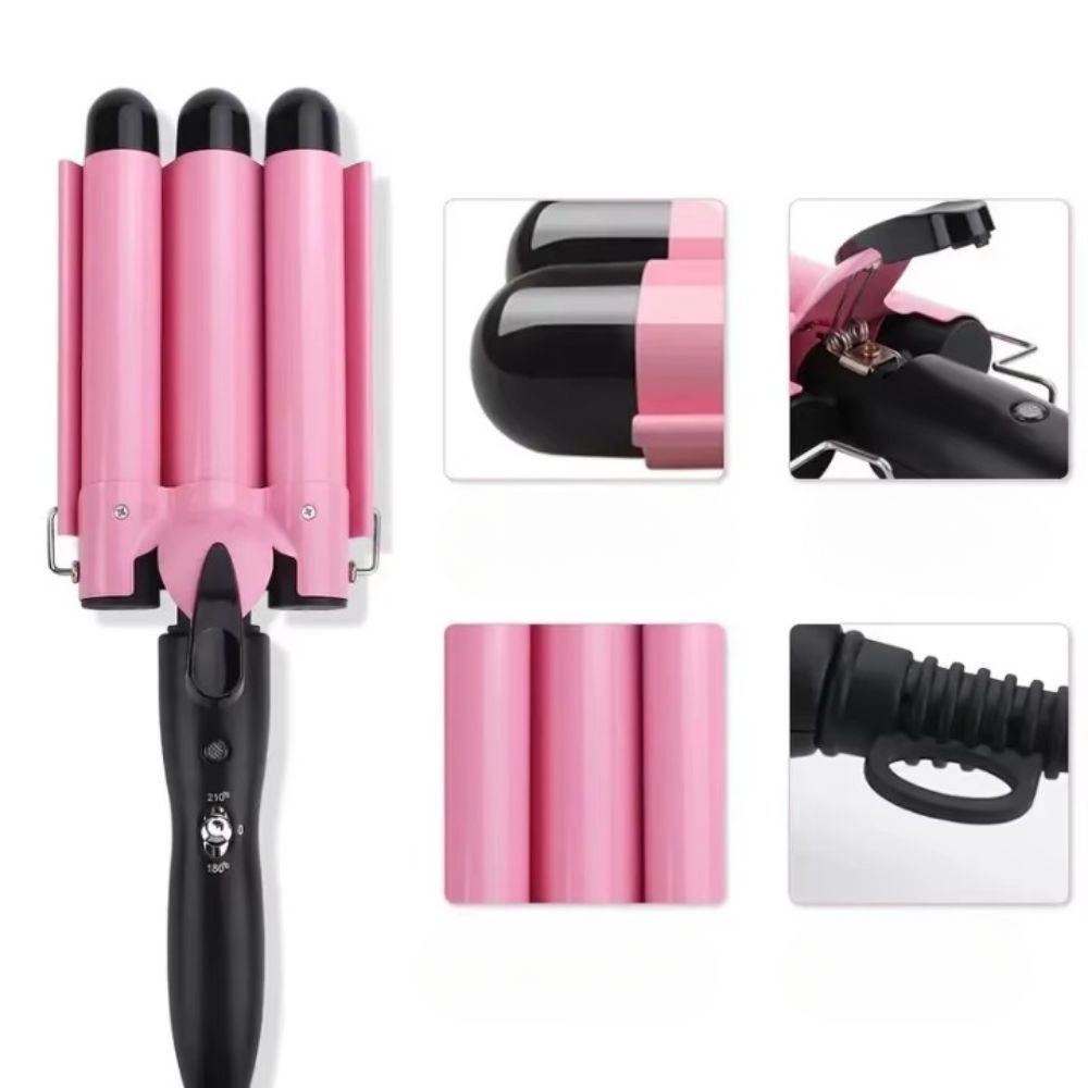 Boucleur 3 Têtes Rose – Effet Vague Nature