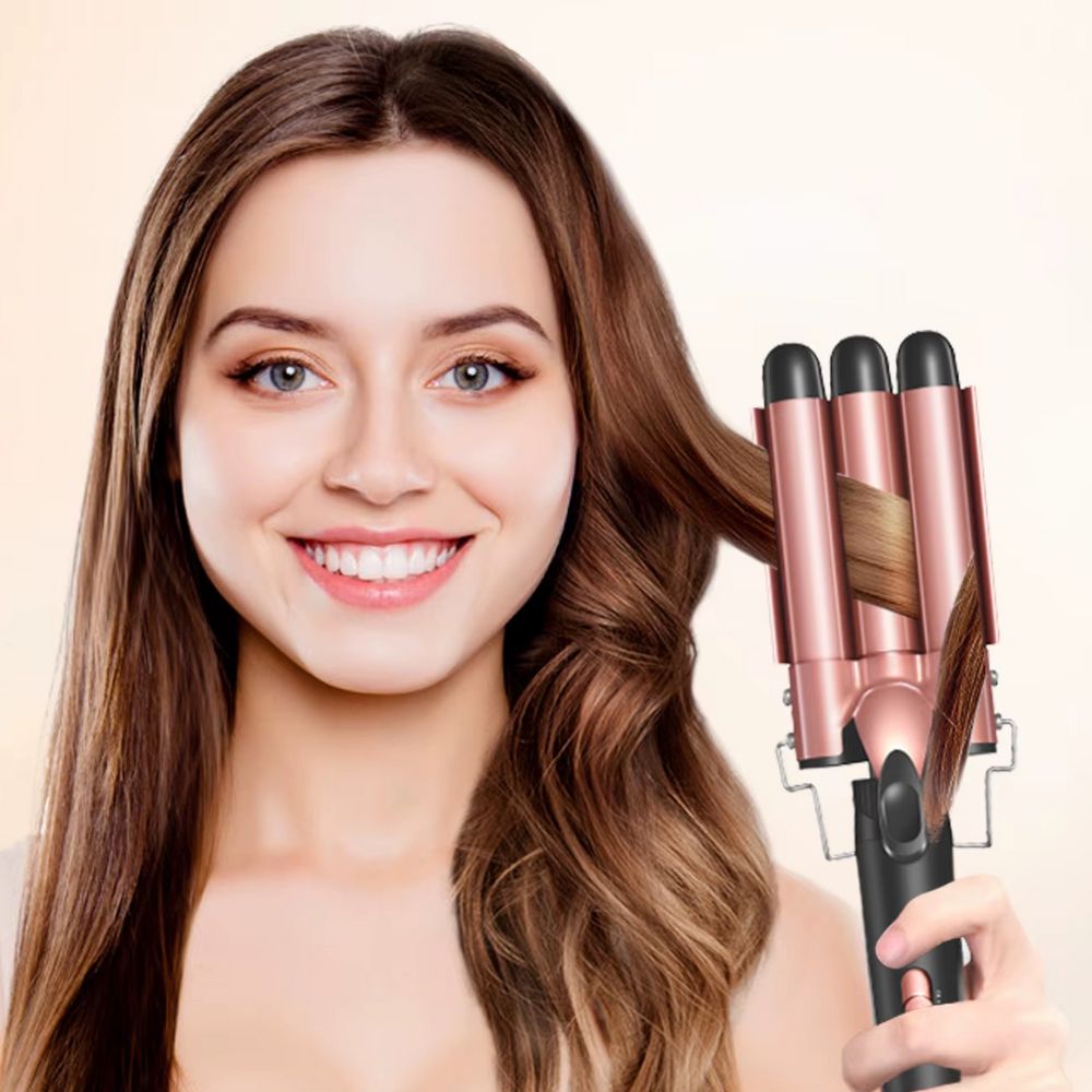 Boucleur 3 Têtes Rose – Ondulations Brillantes