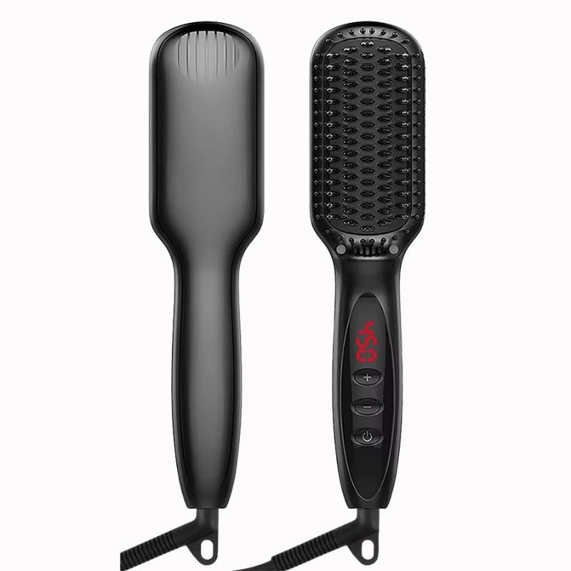 Brosse Chauffante Noire – Lissage Précis sur fond blanc