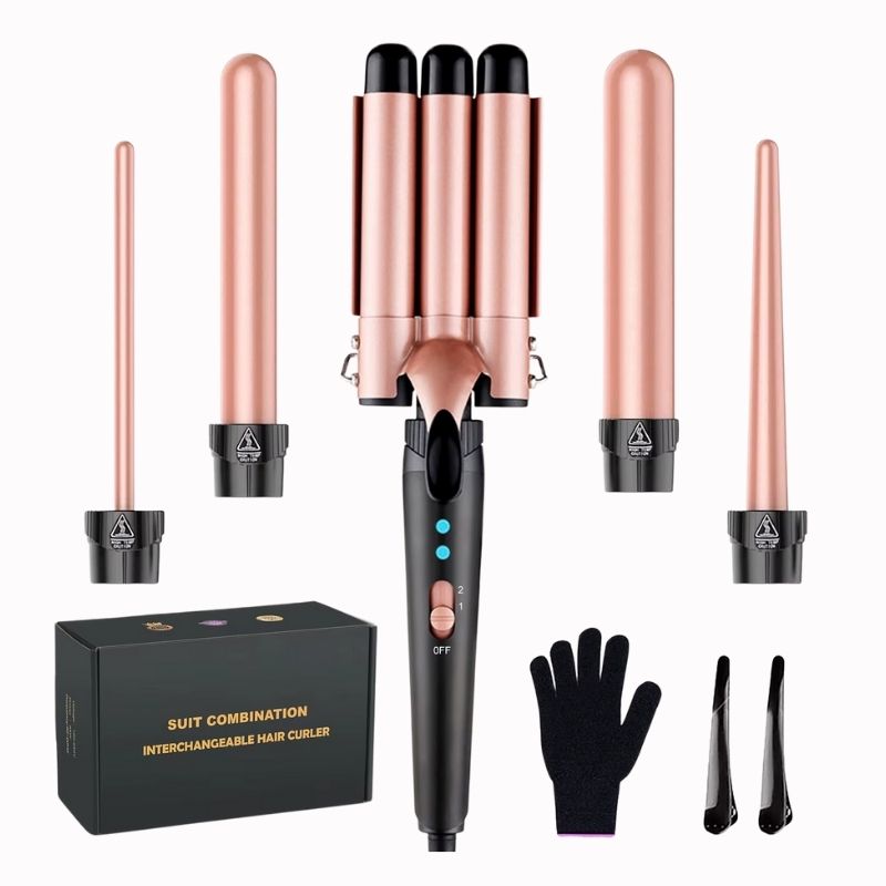 Fer à Boucler Rose – Coiffage Doux sur fond blanc